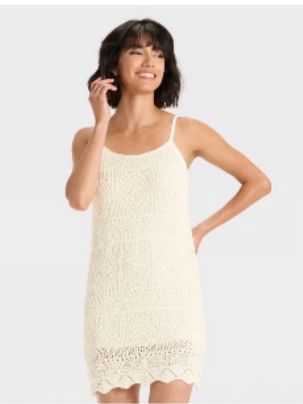 a new day Cream Crochet Tank Dress
